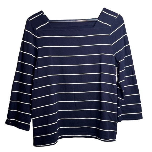 Talbots Striped 3 Quarter Inch Top - Picture 1 of 8